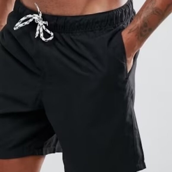 ASOS DESIGN MEN'S SWIMSUIT SHORT MID LENGTH BLACK Sz-L - Picture 1 of 7